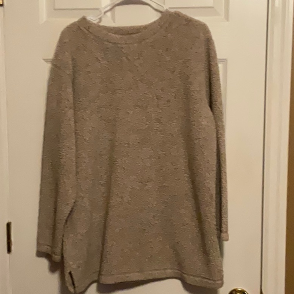 St. John’s Bay Women’s Beige Pullover Fleece Sweatshirt Gorpcore Size Large